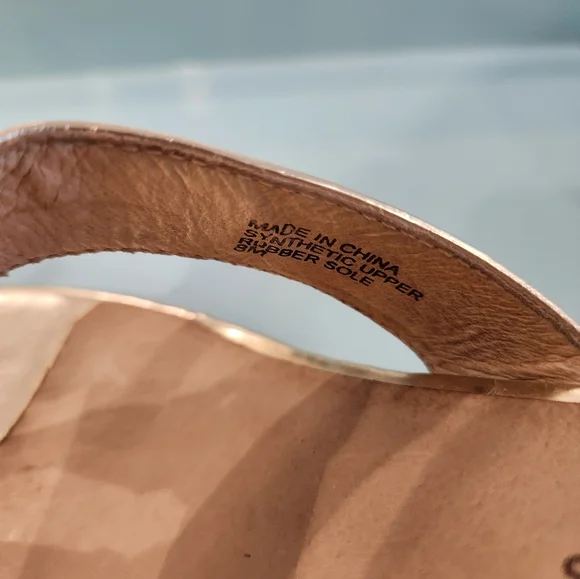 Michael Kors Gold Espadrilles. Gold Wedge heel slip on dress sandals. - Picture 9 of 11